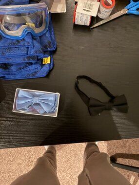 Men's Bow Tie Bundle 2 Pack – Black Stacy Adams & Light Blue Brand Q Formal Ties